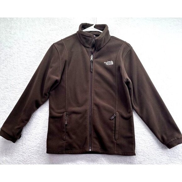 The North Face Girls Fleece Jacket Size Large Chocolate Brown Full Zip Pockets - Picture 1 of 11